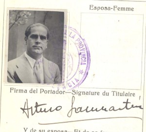1934, pasaporte de Arturo Sanmartín